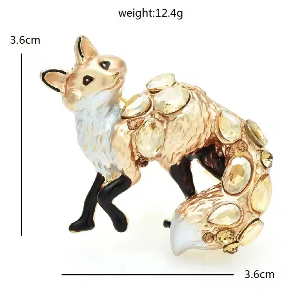 Champagne Fox Gold Crystal Brooch
